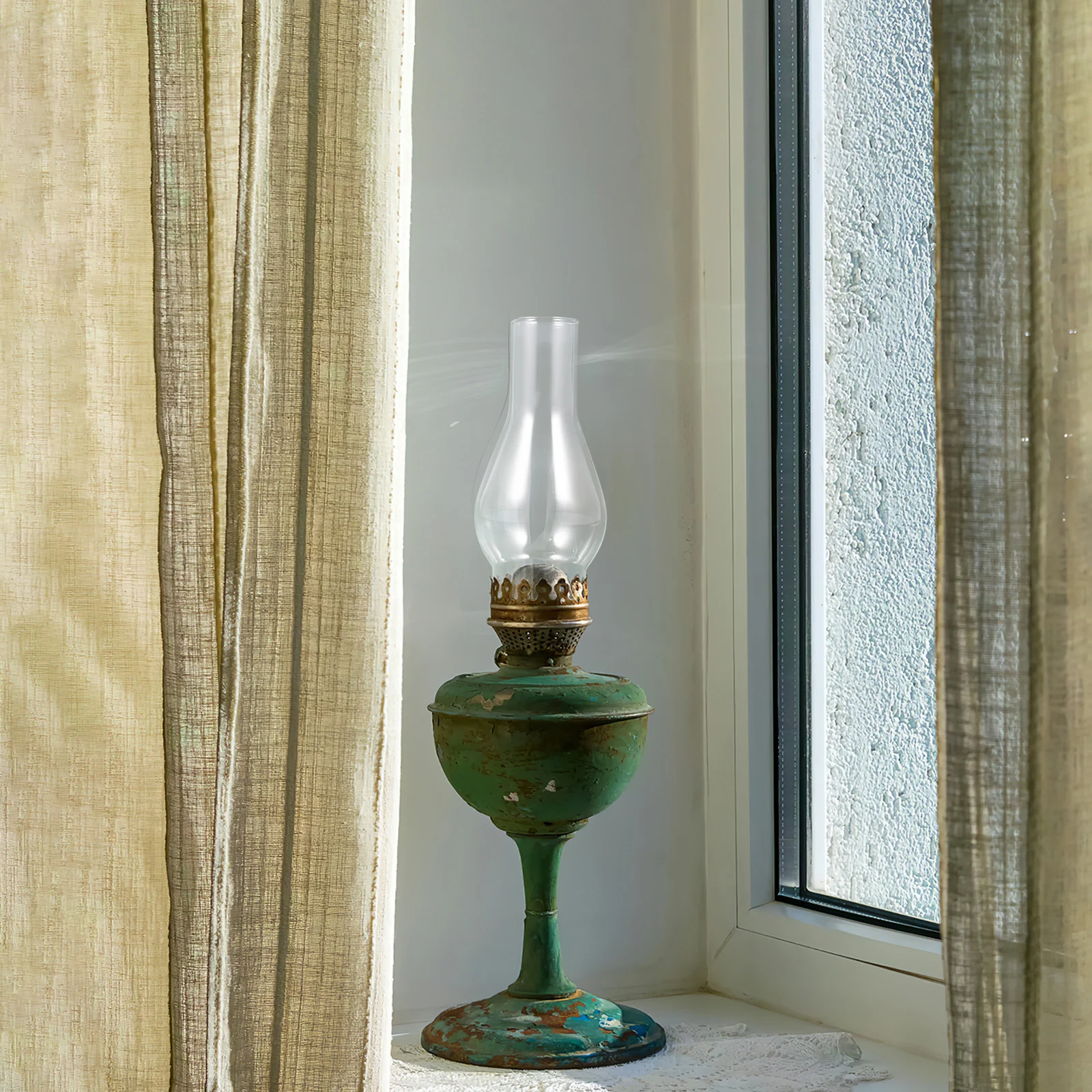 Paralume in vetro trasparente per lampade Lampada a olio vintage Camino Antivento Decorativo Pratico Protezione per gli occhi