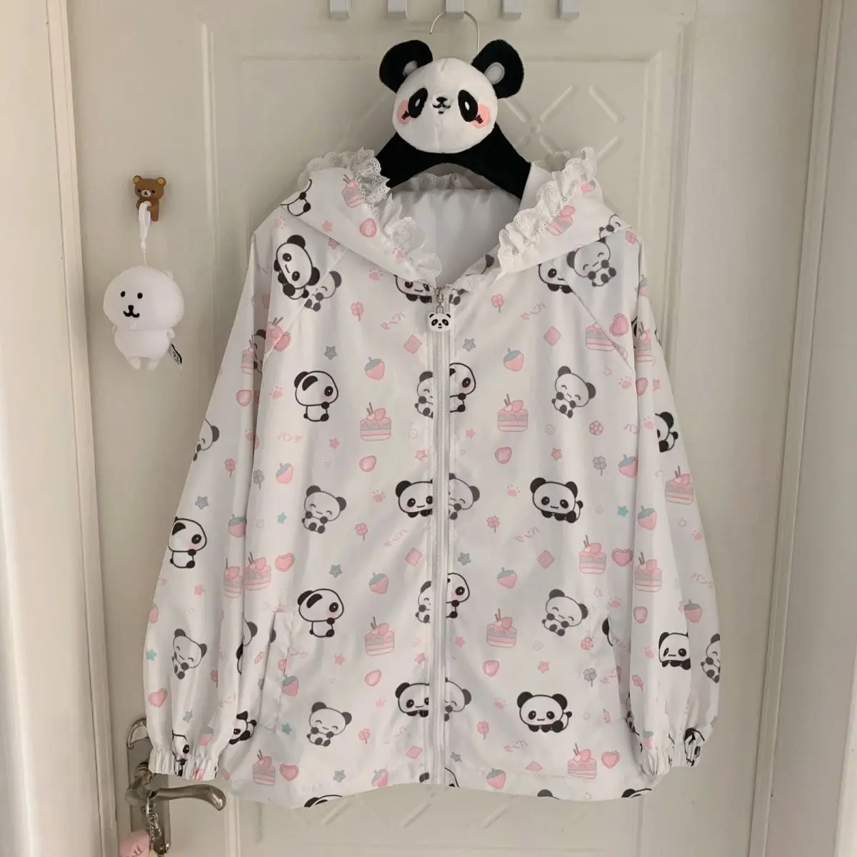 Spring Summer New Long Sleeves Thin Sweatshirt Japanese Cute All Match Cartoon Animals Zip Up Hoodie Women Sweet Y2k Top