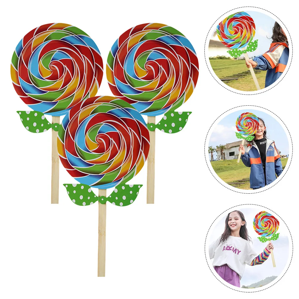 

3pcs 16CM Rainbow Lollipop Props Kids Dance Photo Studio Candy Decorations Fake Lollipops Model Bright Unique Safe