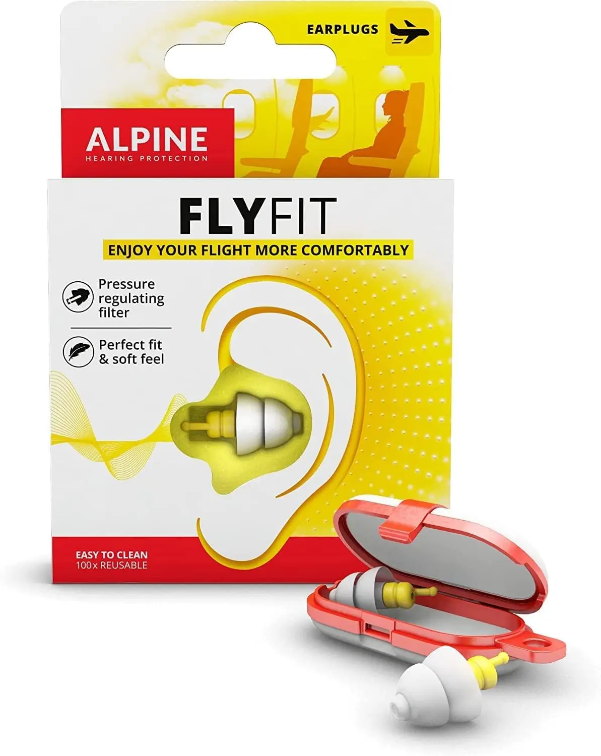 

Earplugs for Flying - Pressure Relief & Ear Pain Prevention - Reusable, Hypoallergenic with Ultra Soft Filter