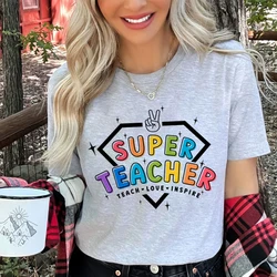 Super Teacher Casual Girls Tees Top in My Teacher Era&pencil Pattern Print T-shirt Short Sleeve Crew Neck Top Teacher's Day Best