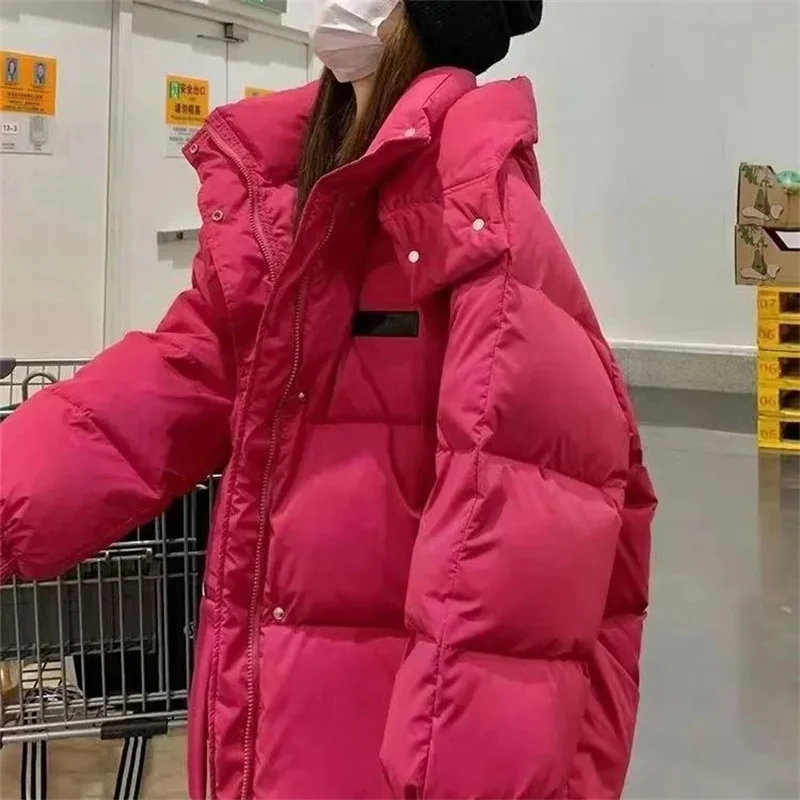 2025年冬新作 レディース 韓国風 ルーズ コットン パデッドジャケット 学生 厚手 フード付きコート 女性用ショートジャケット レディース 暖かいパーカートップス
