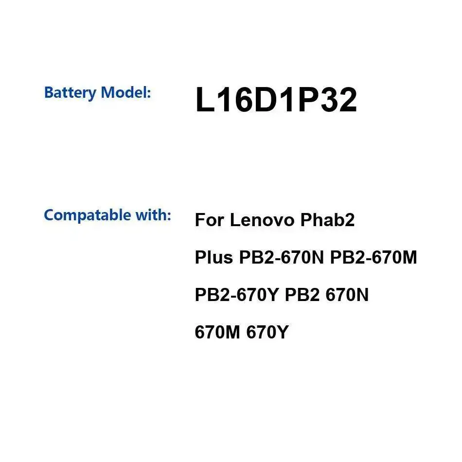 

4050Mah Tablet Battery L16D1P32 For Lenovo Phab 2 Plus PB2-670N PB2-670M PB2-670Y Stable
