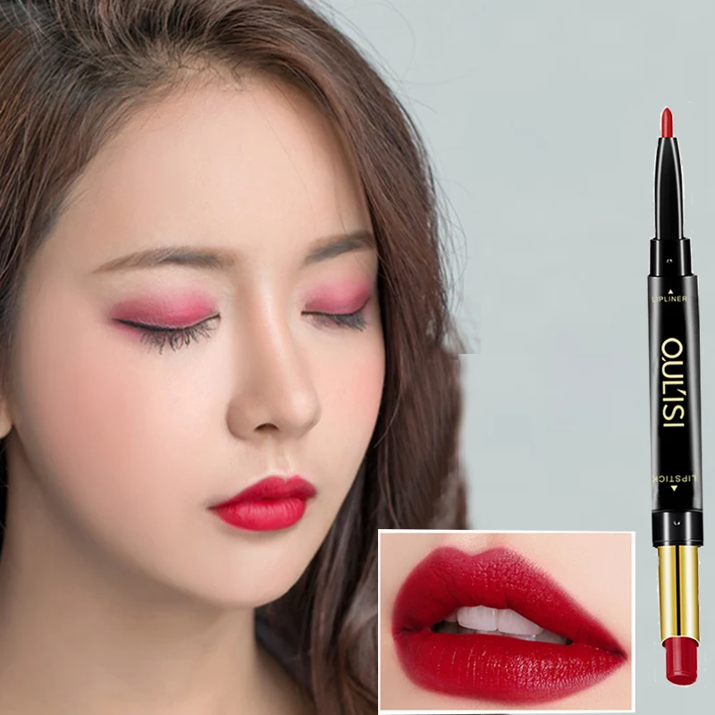 Lipstick pen lip liner female lip glaze matte waterproof lasting colorfast dual-purpose double hook lip pen