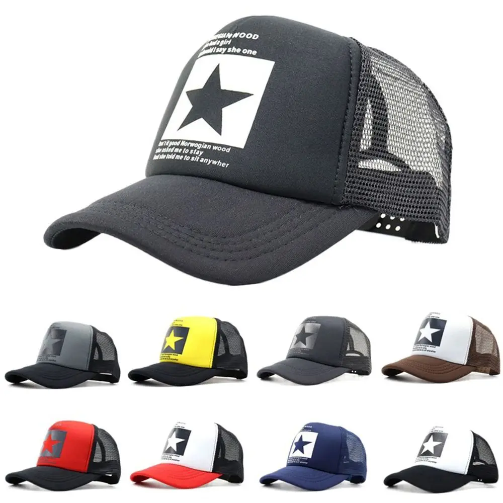 

Casual Hip Hop Letter Five-pointed Star Korean Outdoor Snapback Cap Baseball Cap Mesh Hat Visors Cap