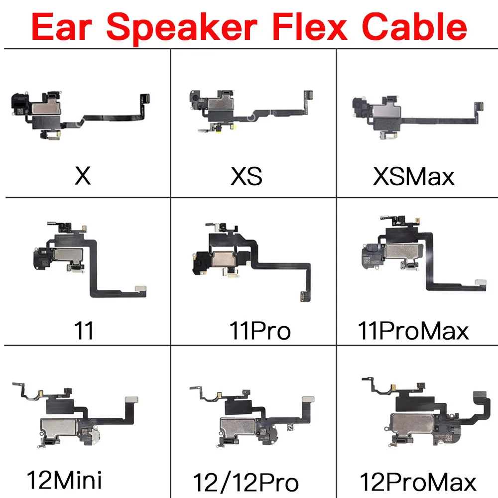 Ear Speaker With Flex Cable Replacement For iPhone 11 12 Mini Pro X XR XS Max Top Earpice With Microphone Light Sensor