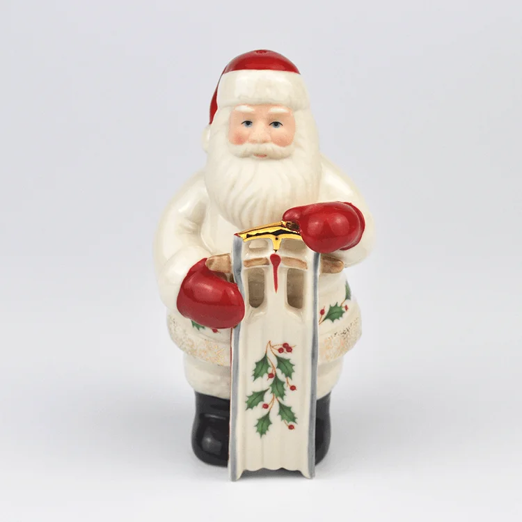 Decoração de Natal Lenox, Figurinha do Papai Noel com Trenó, Ornamentos de Cerâmica, Decoração de Festa, Pendente para Árvore de Natal, Decoração de Quarto