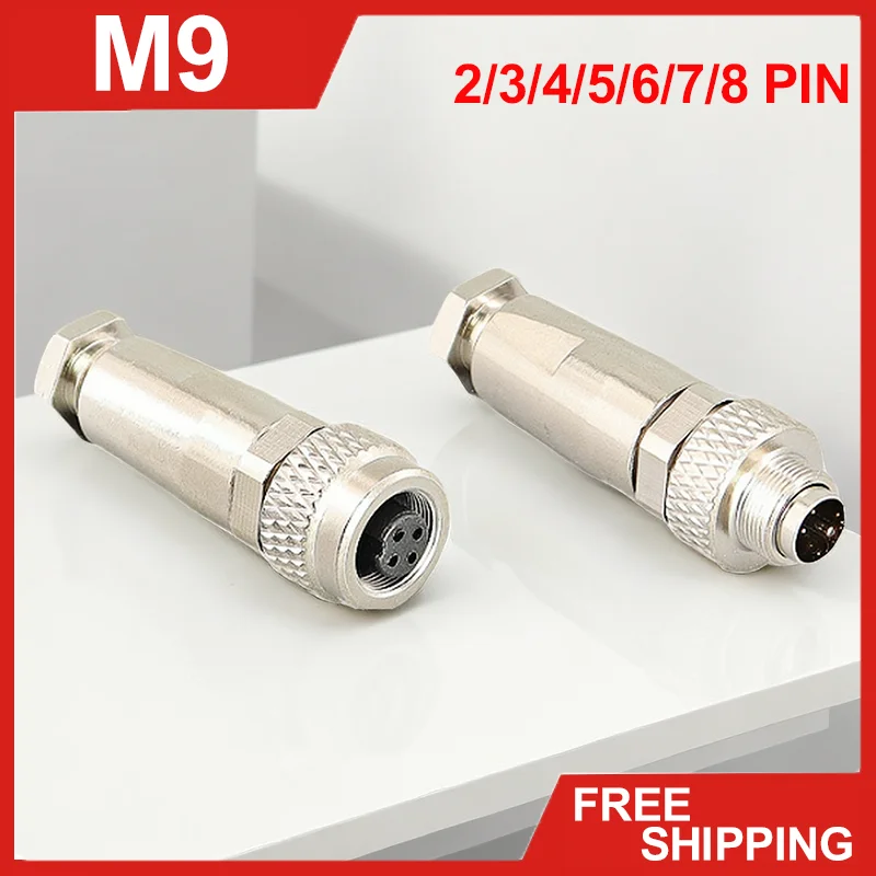 

5/10/100 Sets M9 Male&Female Straight Aviation Plug Socket Assembly Ip67/68 Waterproof Connector 2/3/4/5/6/7/8 Pins