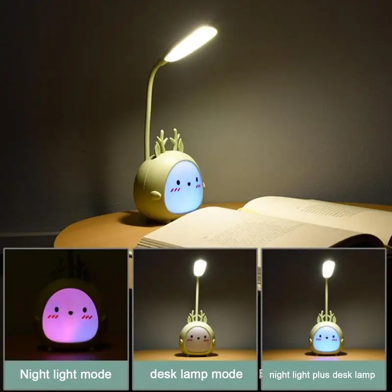 Cute Cartoon LED Desk Lamp Foldable 3 Modes Deer Night Light Rechargeable Eye Protective Table Lamp For Bedroom Study Kids Room