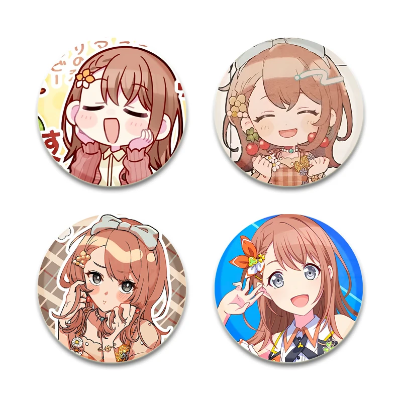 Cute Anime Girl HD Print Pins Minori Hanasato Cartoon Brooches Breastpin for Backpack Clothes Gift Accessory Handmade Badge