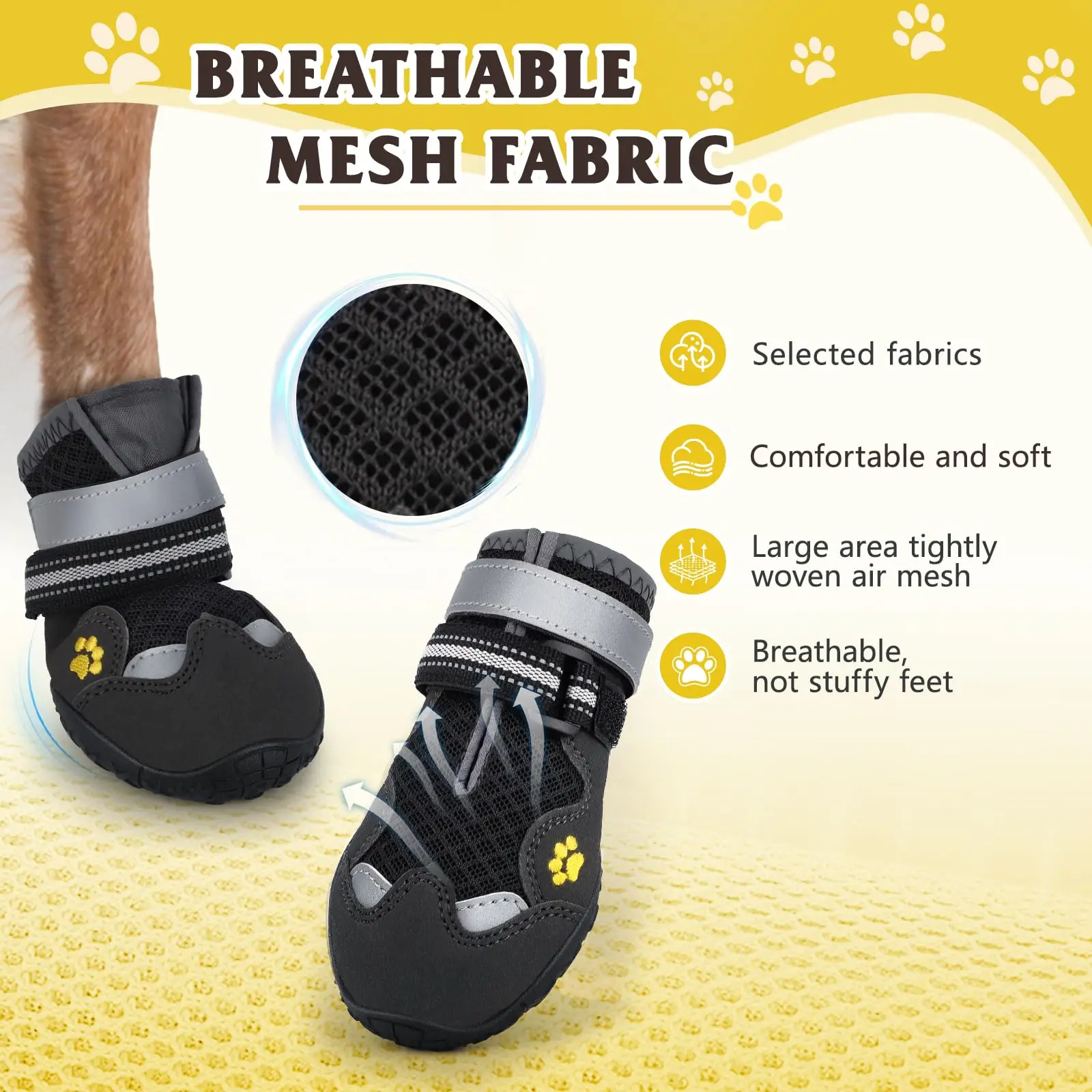 2pcs/set Pet Dog Shoes Reflective Waterproof Dog Boots Warm Snow Rain Pets Booties Anti-slip Socks Footwear For Medium Large Dog