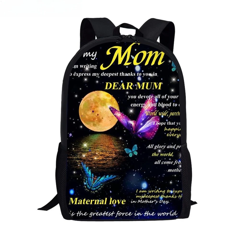 Mothers Day tas sekolah desain cantik remaja, tas punggung sekolah gaya sederhana, ransel Sekolah Tinggi motif bunga mawar untuk anak laki-laki dan perempuan