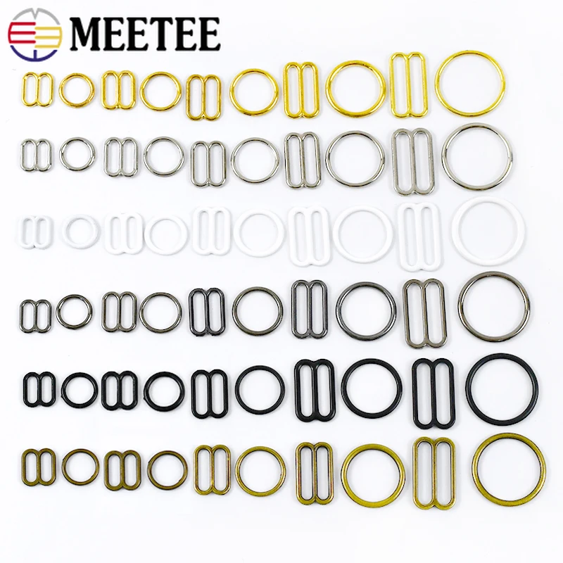 

100Sets Metal O Ring Buckle for Underwear Strap Adjust Buckles Bra Slider Swimsuit Band Clasp DIY Hardware Sewing Accessories