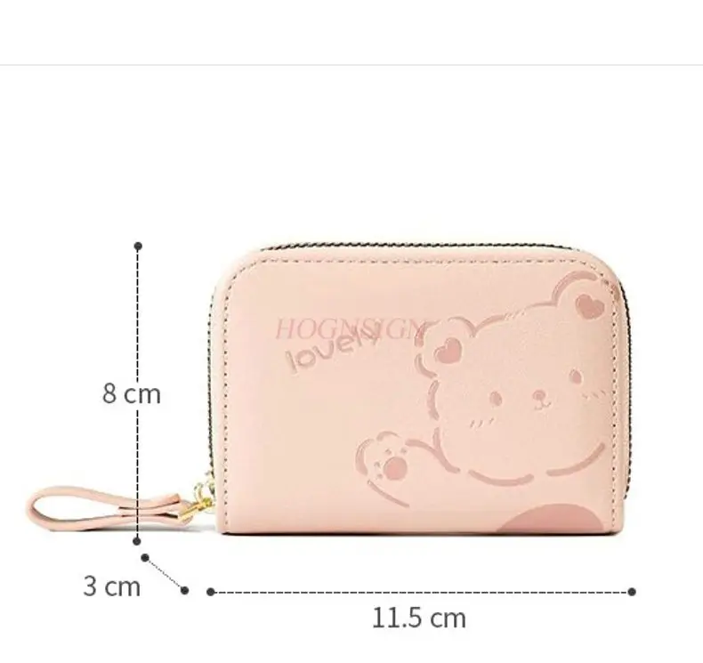 1pcs Student Zipper Portable Cartoon Multi slot Cute Card Cover Zero Wallet Little Bear Female ID