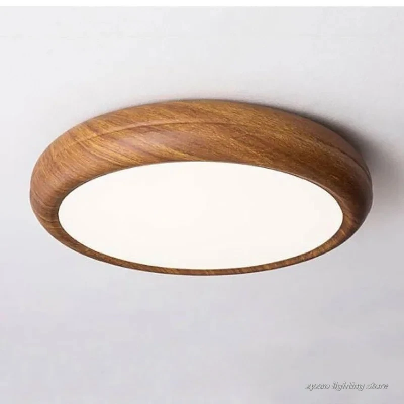 

Creative Walnut Wood Color Ceiling Lamp Bedroom Living Room Ceiling Lights Corridor Hallway Balcony Decoration Lighting Fixtures