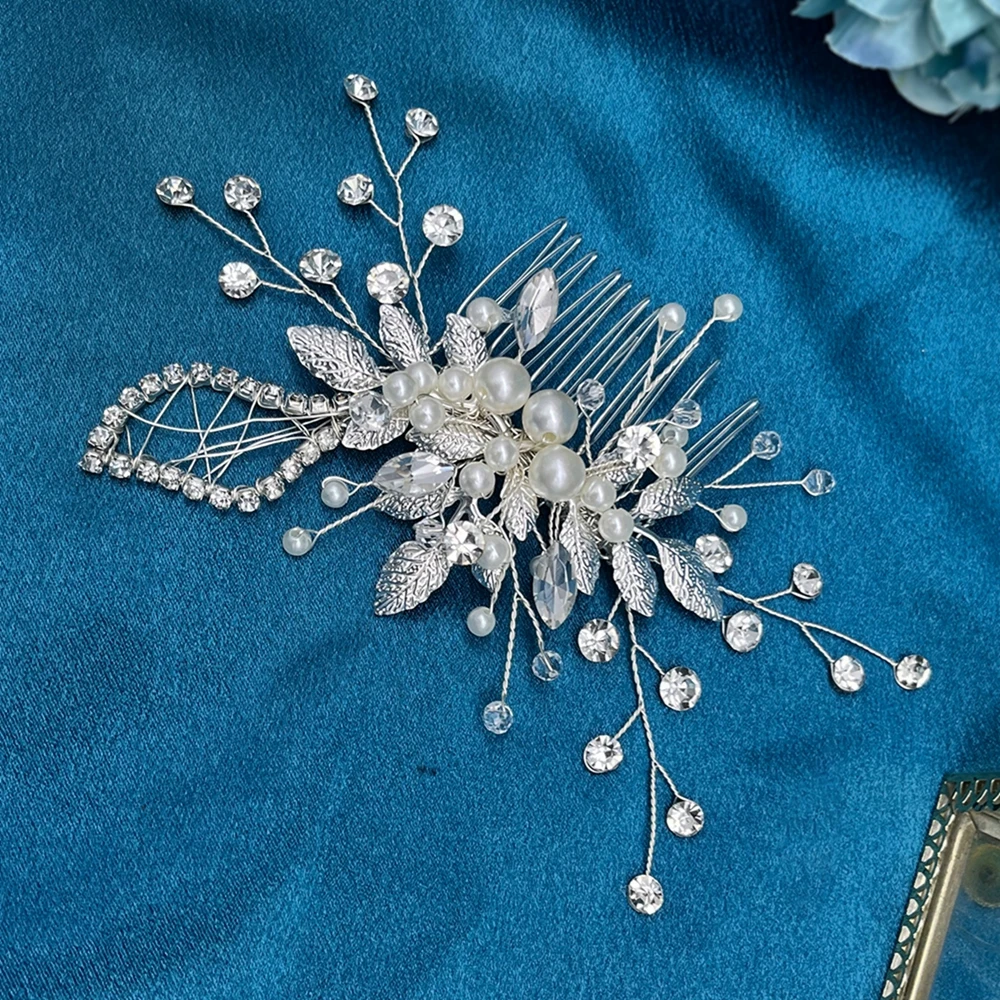 DZ251 Handmade Wedding Hair Comb, New DesignPearl Leaves Bridal Hair Clip Hair Accessories for Women Brides and Bridesmaid