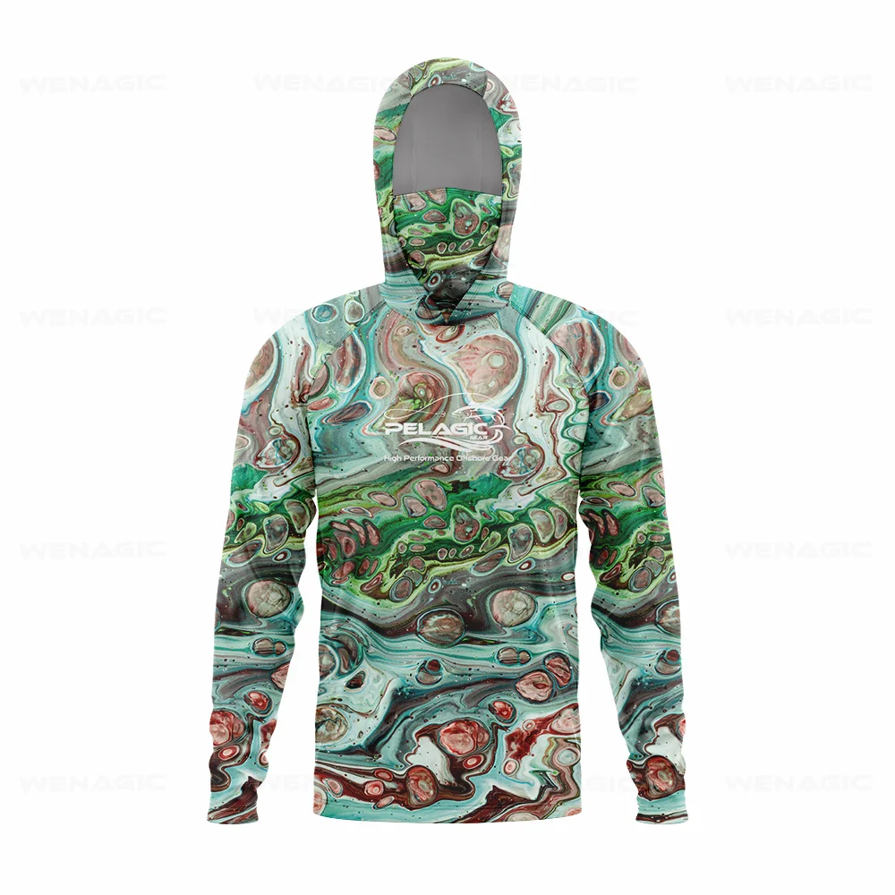 pelagic gear Men Hood Fishing Shirt long sleeve Fishing clothing fishing t shirt uv protection fishing shirt Fishing Apparel