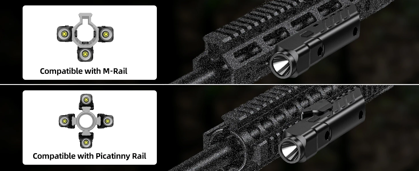 MidTen Tactical Flashlight 1700 Lumens For Rifle With Strobe Mode Fit M-Rail and Picatinny RailRifle Magnetic Rechargeable