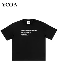 Men's Tshirt Cotton Oversized Letter 2000s Korean Fashion Gothic Summer Short Sleeve Streetwear Harajuku Tops Tees Y2k Clothes