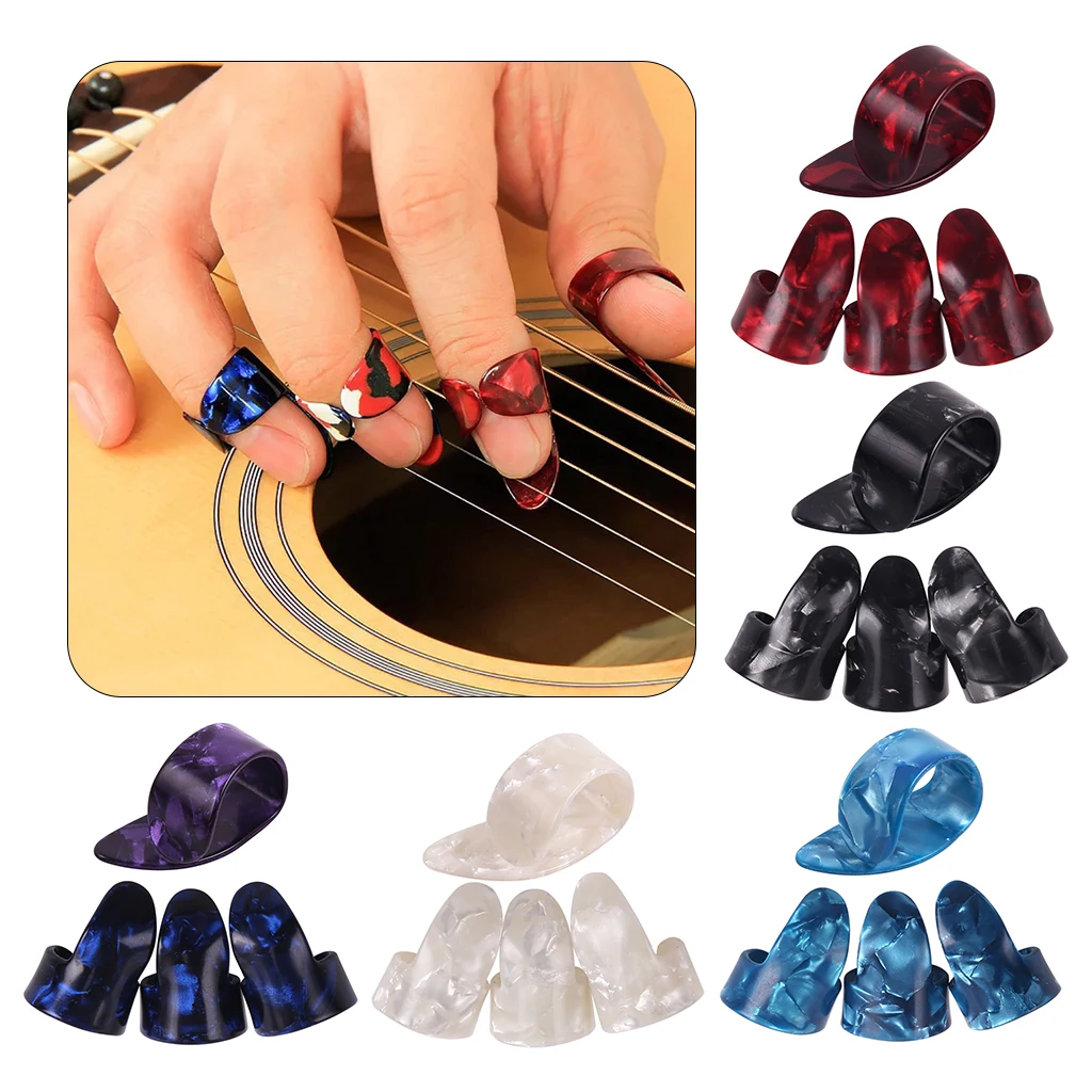 Guitar Plectrums Sheath Thumb Finger Picks for Acoustic Electric Bass Guitar Ukulele Guitar Picks 4Pcs 1Thumb + 3Finger