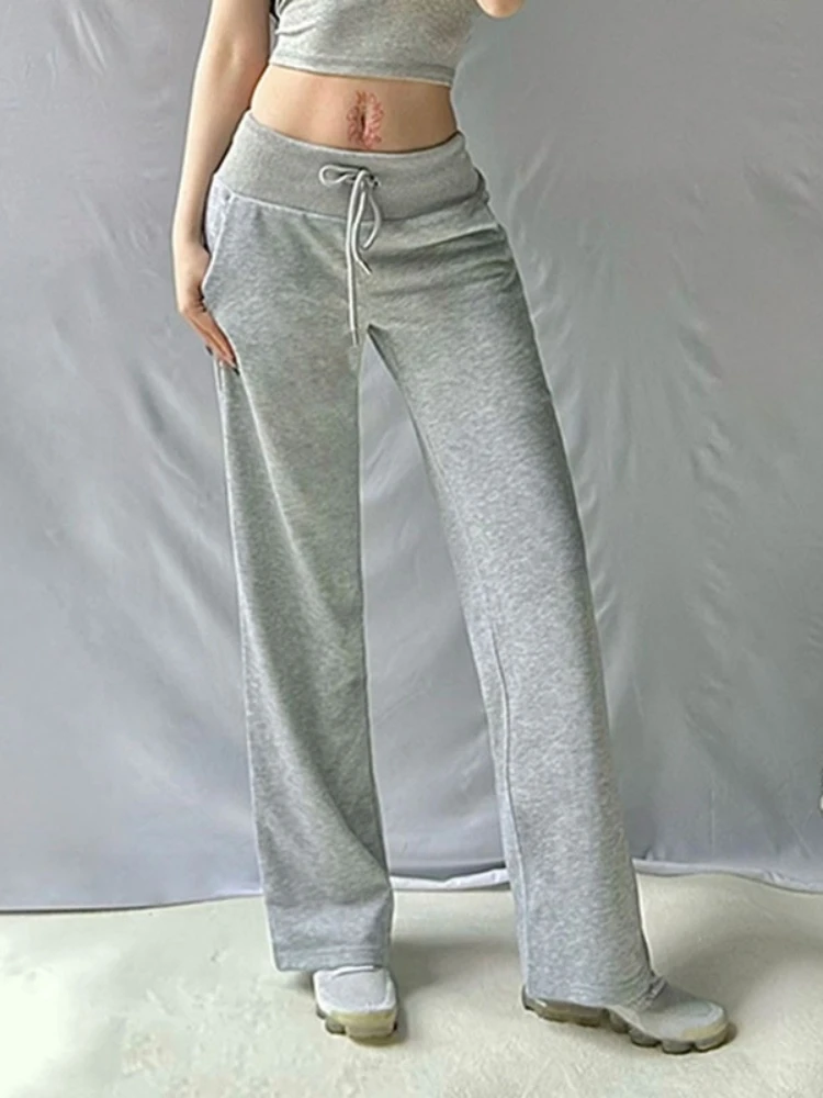 Rechte Broek Vrouwen Streetwear Effen Joggers Vrouwen Broek Lace-up Pantalones De Mujer Y2k Kleding Koreaanse Stijl Ropa Mujer