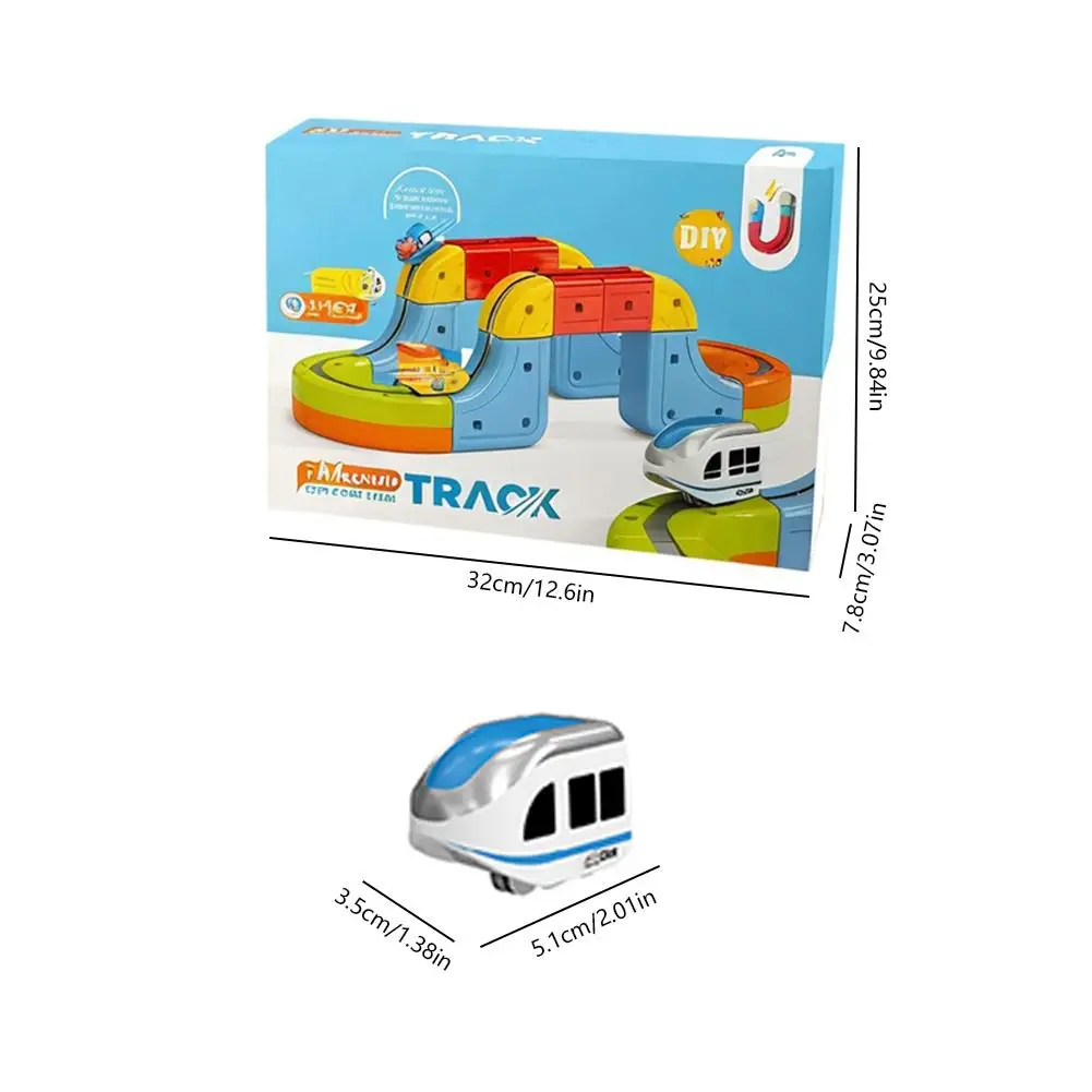 Magnetic Rail Race Car Building Set For Kids Diy Train Track Educational Sensory Puzzle Toy For Boys Christmas Gift 2025 New