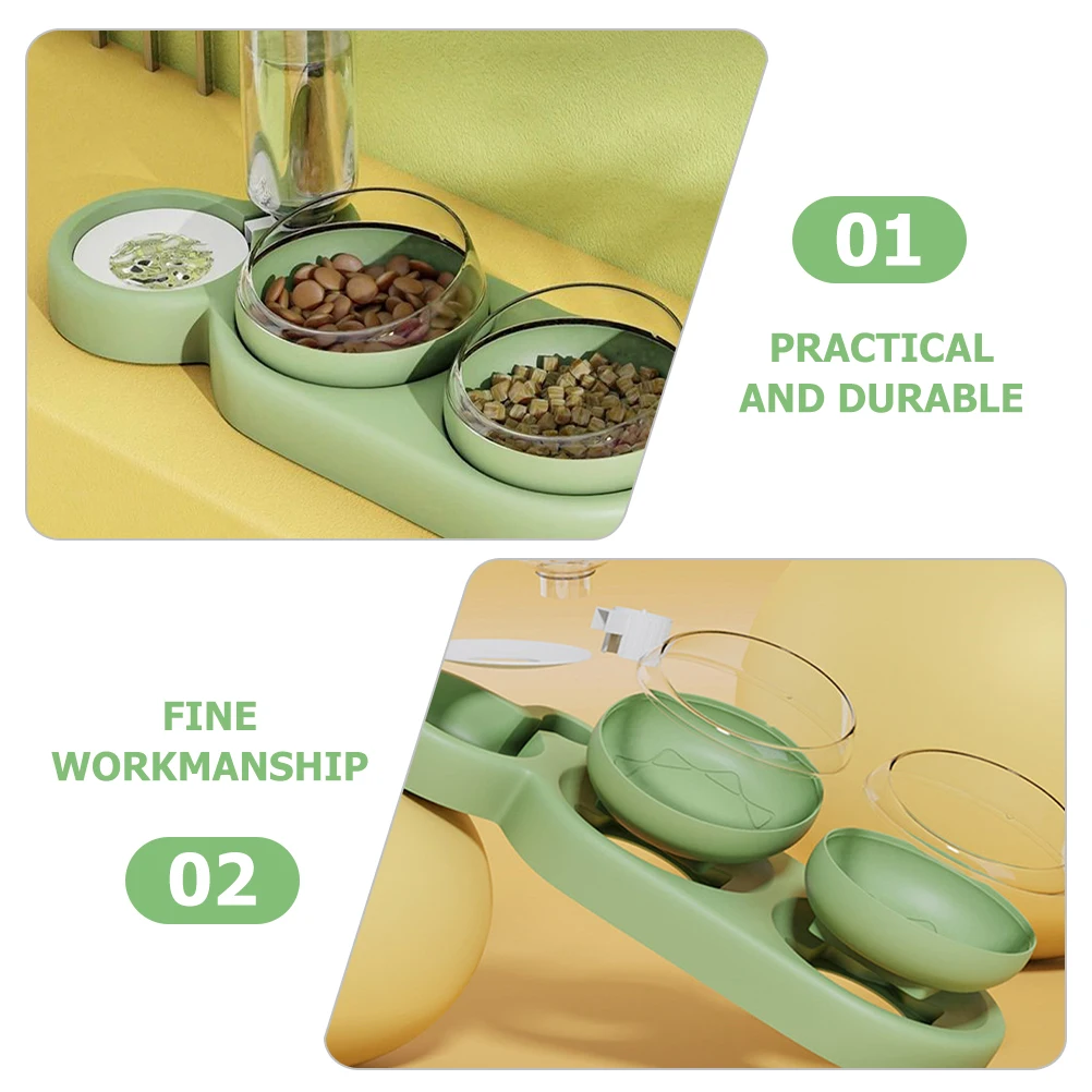 

Pet Double Bowl Food Cat Bowls Water Raised Dish Feeder Dishes Dispenser Reusable Elevated Tilted Mouth Practical Dog Pet