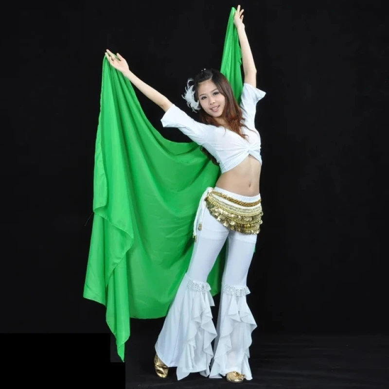 Belly Dance Chiffon Veil Shawl Scarf Women Hip Wrap Belt Dancer Skirt Show Costumes for India Stage Performance Dancing Veils