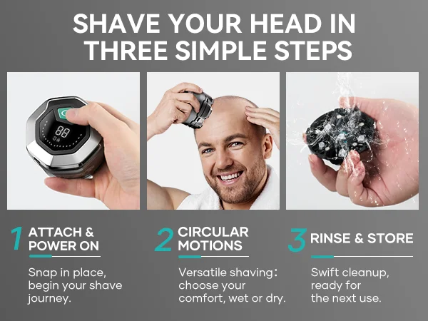 KENSEN Electric Head Shavers for Bald Men 6D Magnetic Razor Beard Trimmer USB Rechargeable LED Display Waterproof Beard Shavers