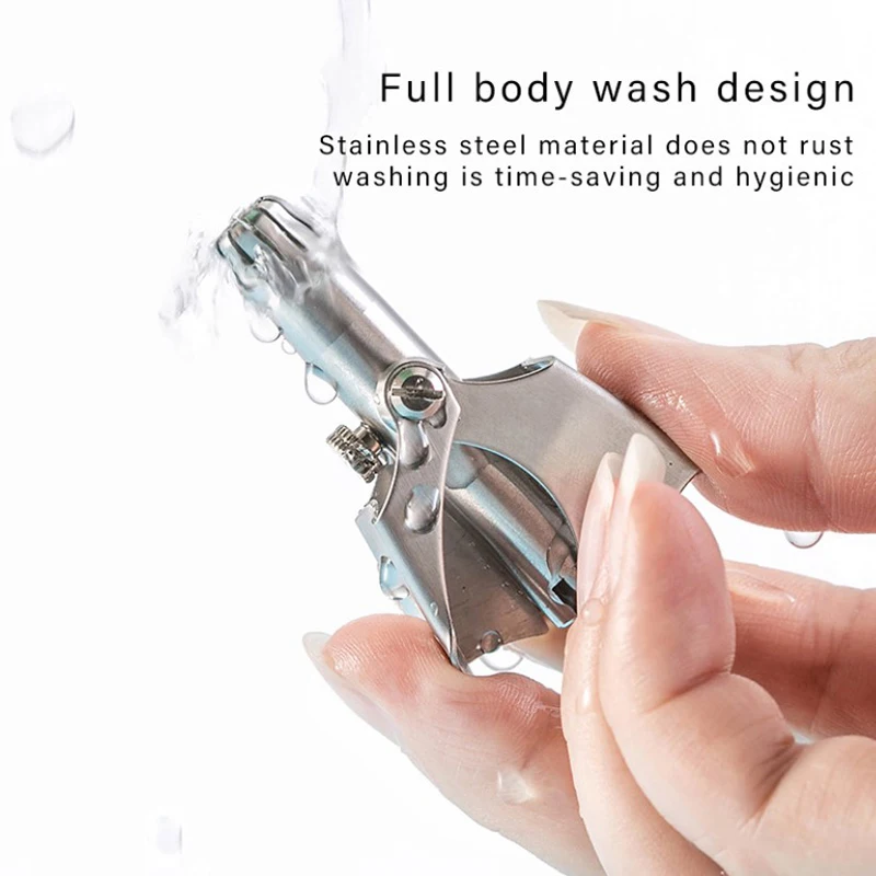 Aparador de cabelo e orelha portátil em aço inoxidável para homens, removedor de cabelo manual lavável, vibrissa razor shaver