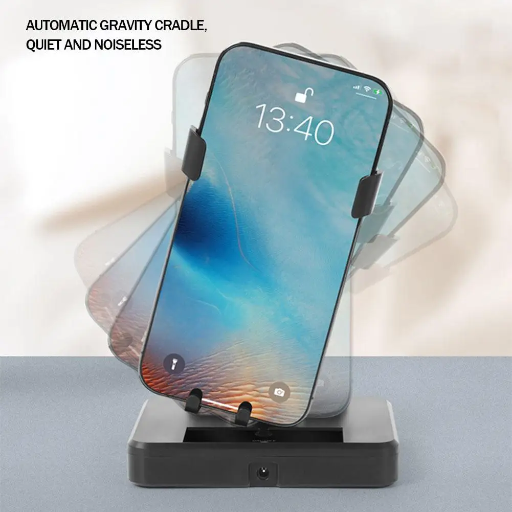 

Mobile Phone Automatic Step Shaker Desk Mute Black Shake Phone Stand Support Holder Swing Automatic X5P2
