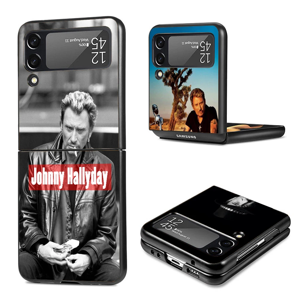 Johnny Hallyday Music Phone Case For Samsung Galaxy Z Flip3 Flip4 Flip5 Flip6 PC Shell For Z Flip 3 4 5 6 Hard Folding Art Cover