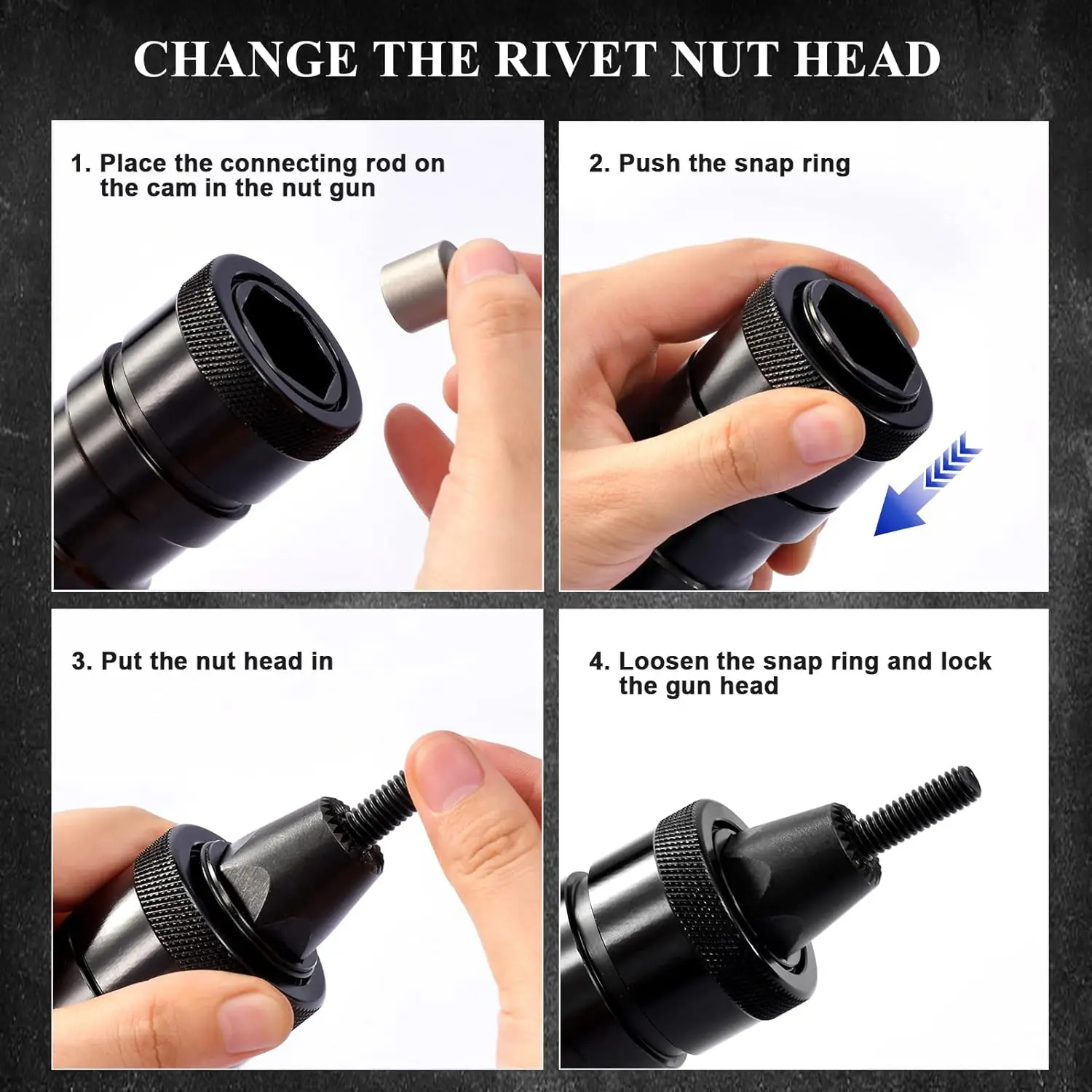 Industrial Pneumatic Rivet Nut Gun with Self-Locking Heads, Adjustable Speed for Efficient Fastening