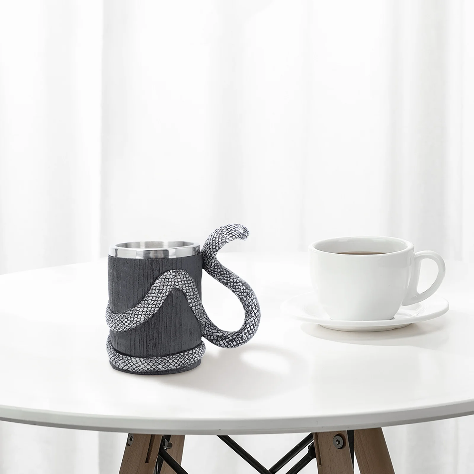 

1Pcs Cobra Cup Exquisite Multipurpose Mug Silver Black Design for Coffee Tea Milk Portable Summer Water Cup Multipurpose Mugs