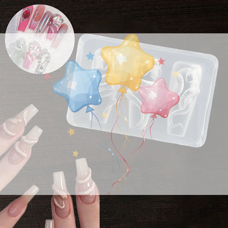 1/3 Pcs 3D Nail Silicone Carving Mold  Snake DIY Nail Decoration Art Nail Beauty Charm Silicone Nail Mold Nail Nails Products