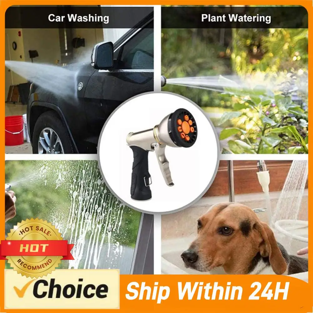 

Насадка-распылитель для шланга с 9 режимами регулировки, сверхпрочная металлическая насадка для шланга, распылитель воды высокого давления для уборки, полива газонов и садов