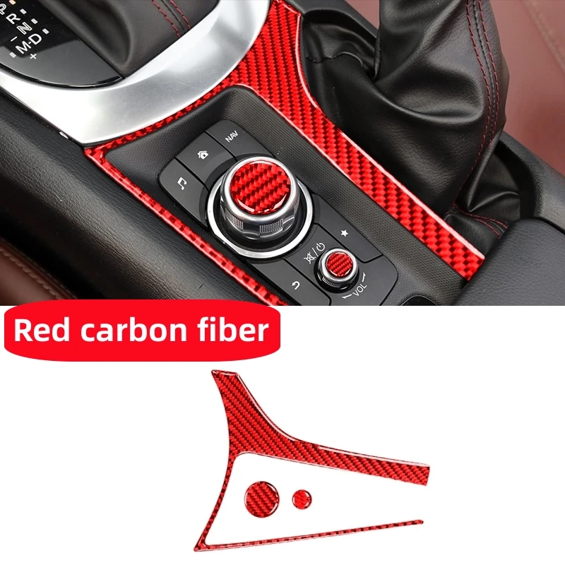 For Mazda MX-5 ND Miata 2016-2022 MX5 Car Handbrake Panel Frame Central Media Button Cover Carbon Fiber Cover Interior Sticker