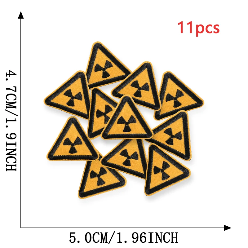 11 stücke Zeichen Verkehrs Dreieckige Outdoor Eisen Auf Patches Für Kleidung Gestickte Jacke Stoff Nähen Lot Pack Diy Coser Mochila – Detail 3