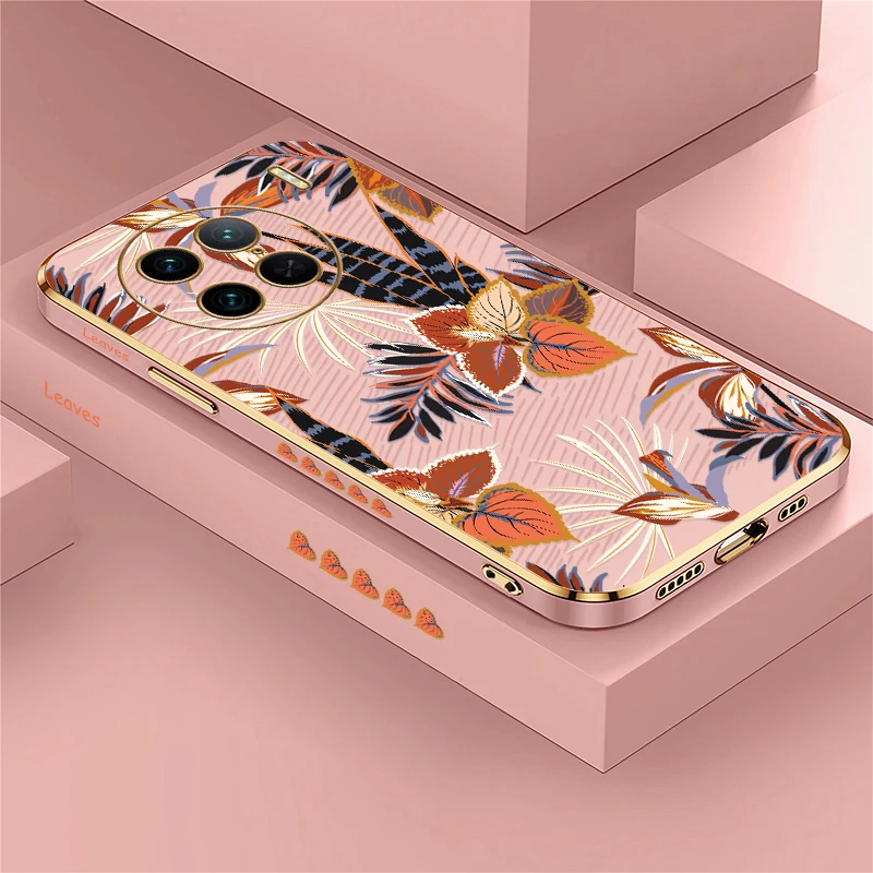 Flowers Pattern Phone Case For Vivo U20 U10 U3X U3 U1 T1 Pro T1 5G India Silicone Shockproof Bumper Back Soft Plating Cover