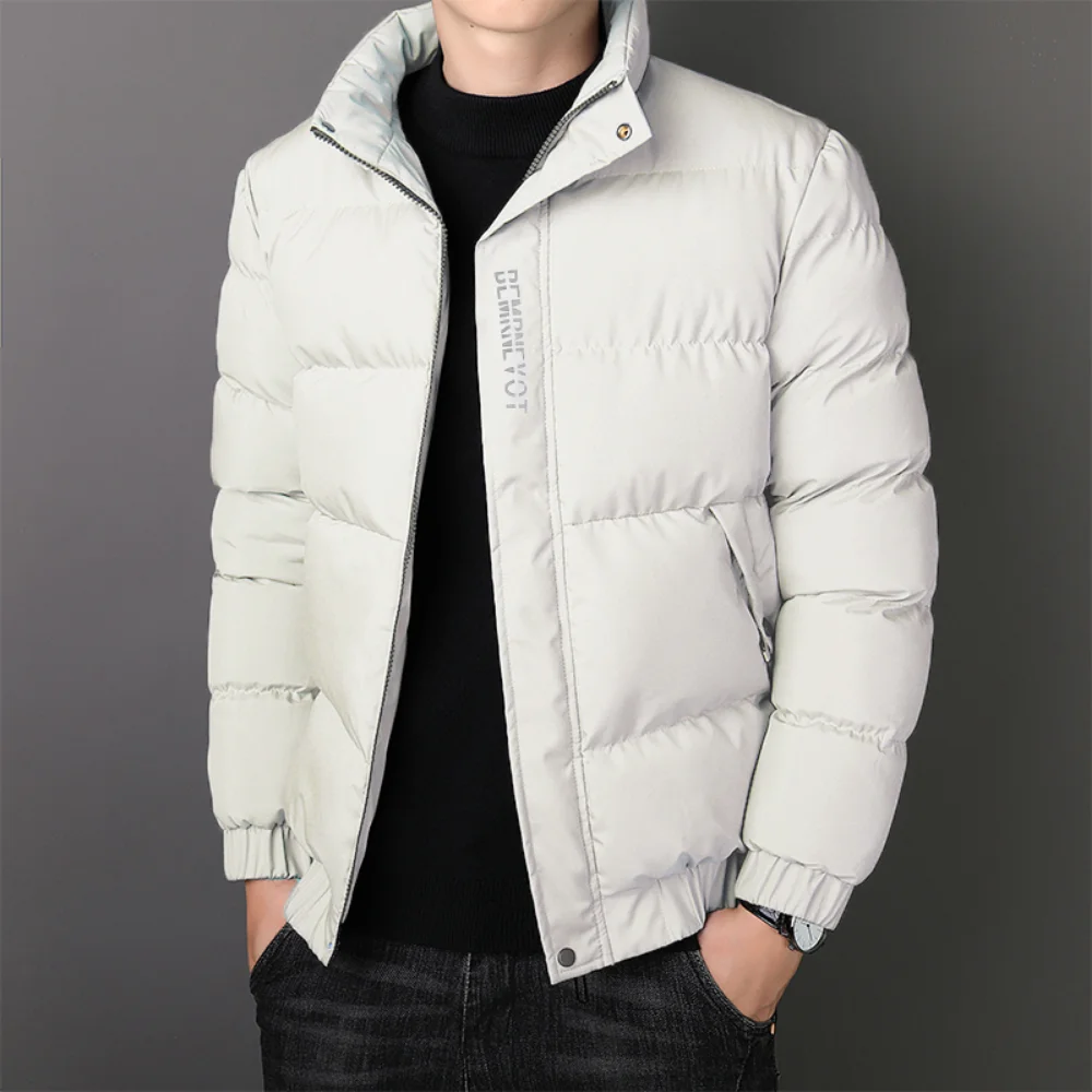 Winter New Fashion Male Cotton Padded Jackets Puffer Jacket Streetwear Slit Fit Stand Collar Mens Warm Thicken Jackets