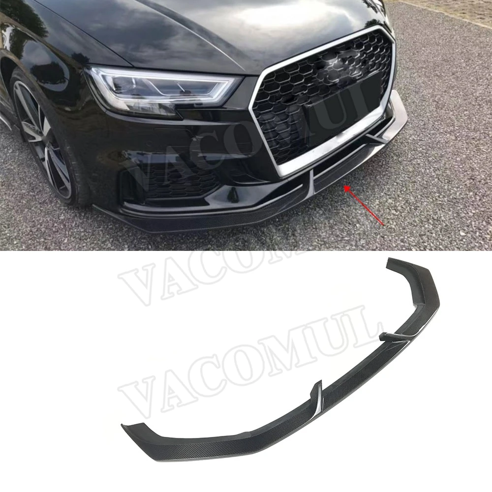 

VACOMUL Carbon Fiber Front Bumper Lip Spoiler Shovel for Audi RS3 Base Sedan 4 Door 2017 2018 Molding Bumper Decoration
