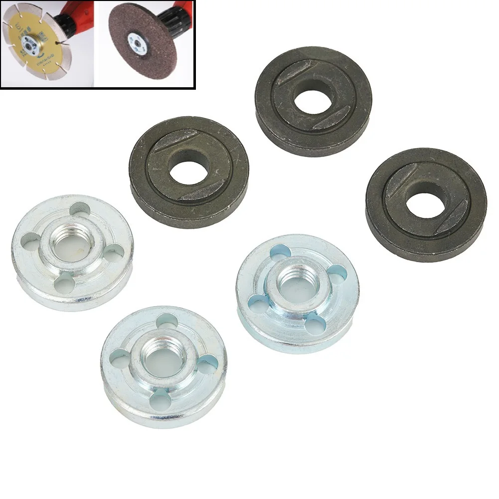Angle Grinder Flange Nuts 6Pcs Kit Lock Nuts Set Spare Parts Tool Toothless/Toothed Black + Silver Inner Outer