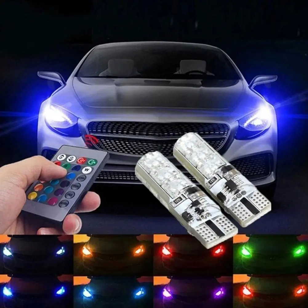

Car LED Headlight Remote Control Parking Lights Silicone Signal Atmosphere Light 5050 6SMD Small Car RGB License Lamp Plate N5K1