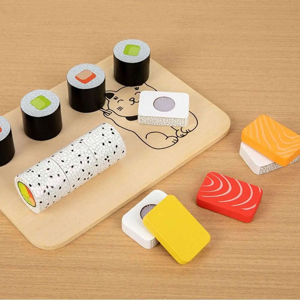 Grappige Simulatie Maken Sushi Keuken Japanse Stijl Gladde Houten Voedselset Herbruikbare Stevige Fantasiespel Sushi Speelgoed Oefening