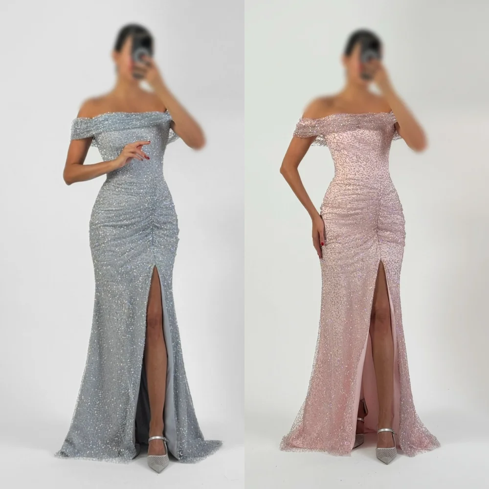 

Роскошное вечернее платье по индивидуальному заказу, плиссированные длинные платья с блестками, элегантные вечерние очаровательные блестящие платья на заказ