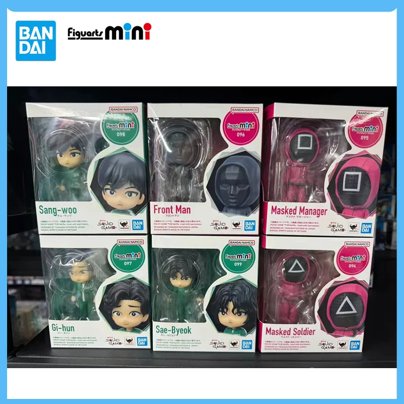 Original BandaiSquid Game Figuarts Mini Anime Figure Q Version Front Man Gi-hun Kang Sang Woo Masked Worker Model Toys Gift Kids