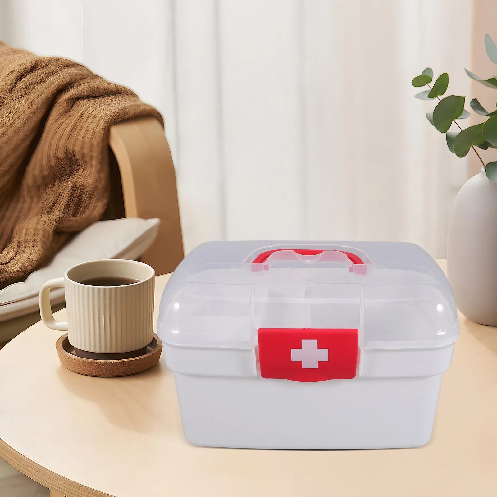 Portable Medicine Storage Box Organizer Sturdy Handle Compact Design Emergency Medical Supplies Home Office School Travel