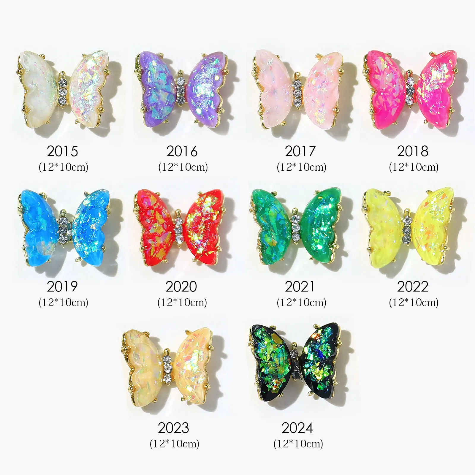 4 pezzi accessori per arco per unghie stereoscopico ice glass Aurora Magic AB Sparkly crystal butterfly accessori per unghie abbellire