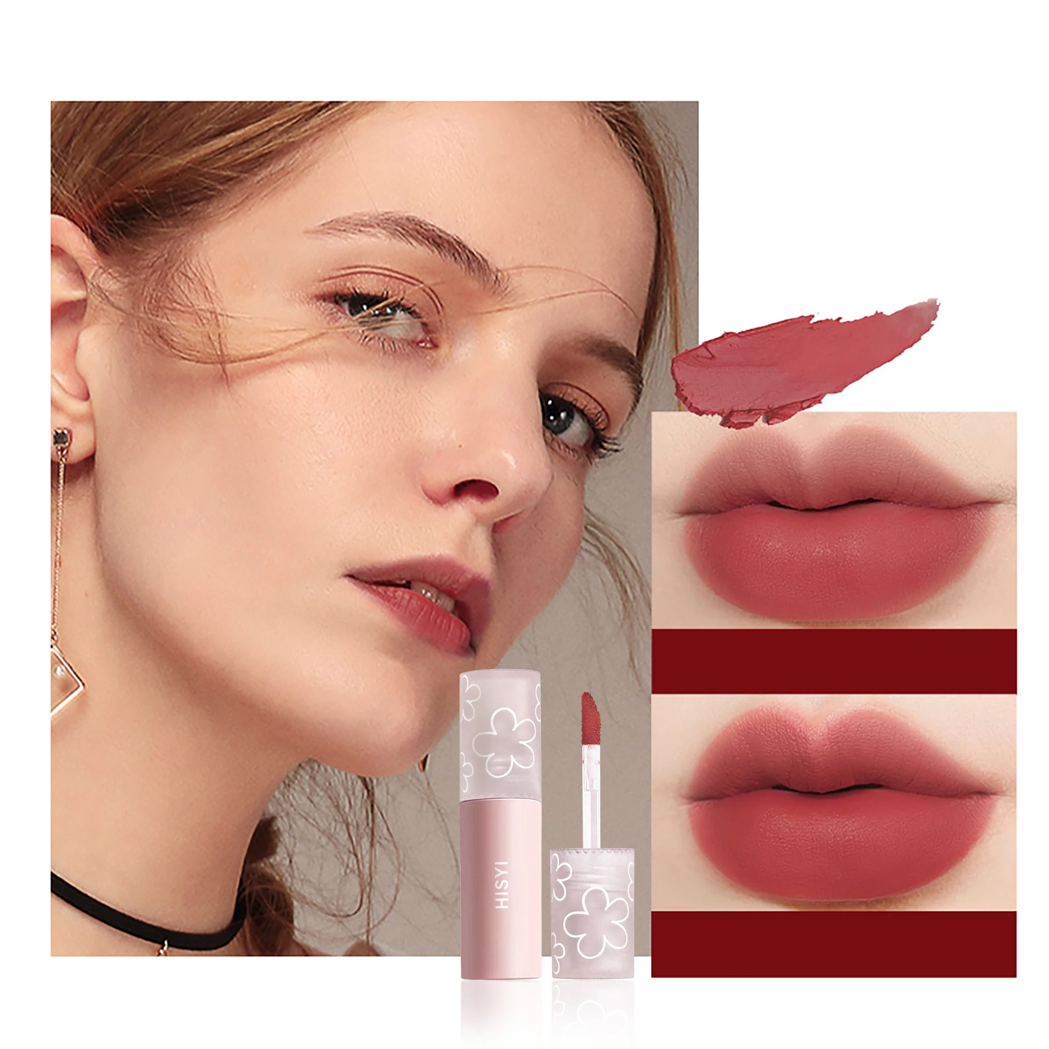 マットベルベットリップグロスは気質を高め、白く見え、カップにくっつかず、色褪せせず、防水性と耐久性があります。