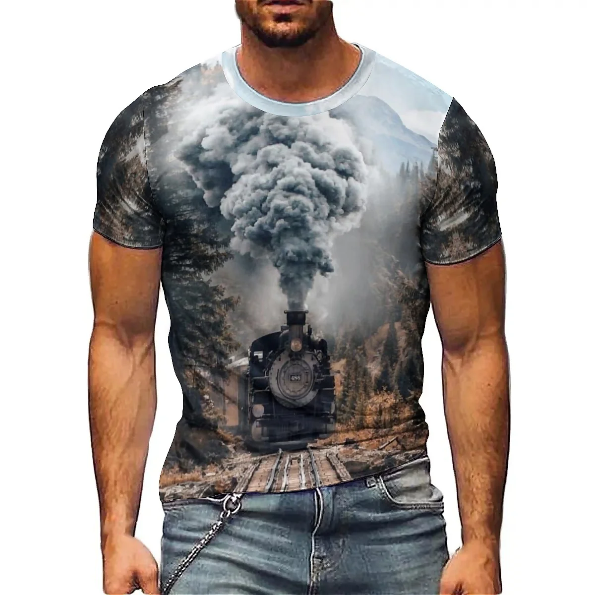 

Winter Loungewear Daily Work Men's 3D Printed Short-Sleeve T-Shirt - Couples' Outfit Top